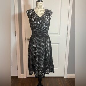 Rabbit Designs Black Crochet V-Neck‎ Sleeveless Dress w/ White Slip Small D